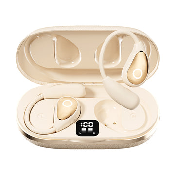 R6 Écouteurs Bluetooth à contour d'oreille avec finition effet cuir