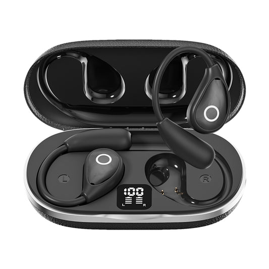R6 Écouteurs Bluetooth à contour d'oreille avec finition effet cuir